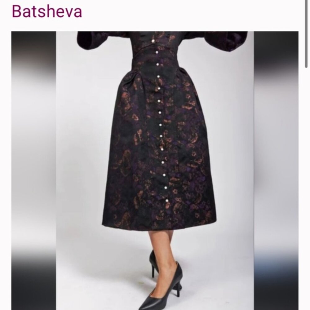 Batsheva Bella BNWOTmetallic jacquard midi skirt 6 - Picture 13 of 15